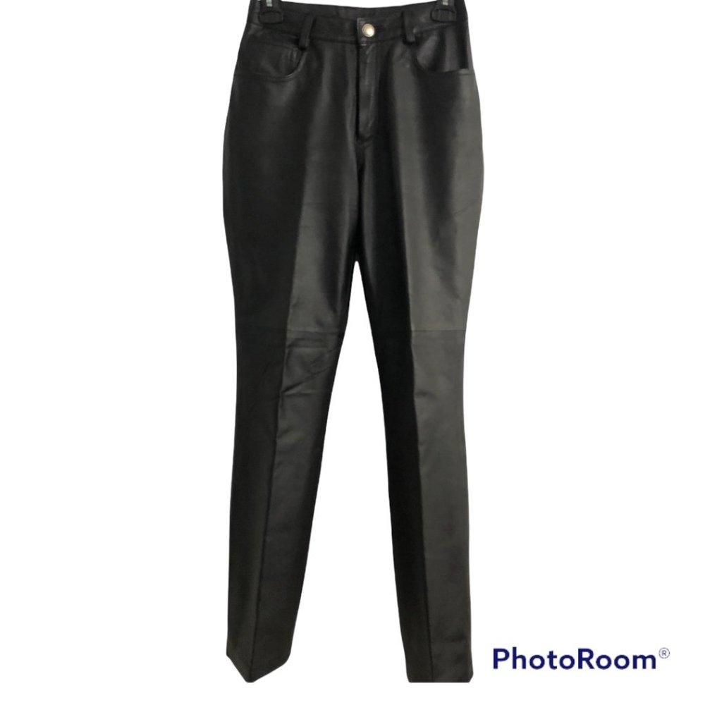 NEWPORT NEWS 100% Black Leather Pants sz. 4 - Picture 2 of 9